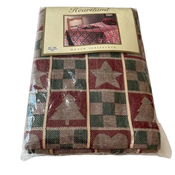 Heartland Woven Tablecloth 60x84” Oval  100% Cotton - Picture 1 of 4